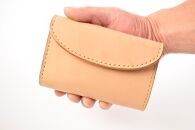 【minca】栃木レザーの三つ折り財布 ミドルサイズ ハンドステッチ滑らかな手触り/Middle wallet 01/オリーブ　518