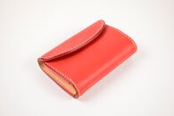 【minca】栃木レザーの三つ折り財布 ミドルサイズ ハンドステッチ滑らかな手触り/Middle wallet 01/レッド　518