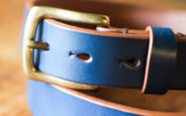 【minca】幅30mmベルト/36インチ  栃木レザーの希少な「ハーネスレザー」使用の贅沢な1枚革のレザーベルト/ブルー/HL-B01/BLUE　604