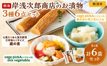 七尾たくあん浅次郎漬三年物ミニサイズ『蔵の恵』、vege pickA mix vegetable、あたみレモンだいこん各2袋  計6袋のセット