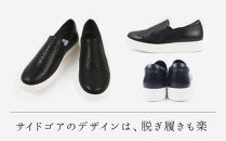 【本革】ブラックパイソンスリッポン(22.5cm)　靴 レザー 超軽量
