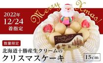 【2022年12月24日着指定】数量限定北海道十勝産生クリームのクリスマスケーキ15cm