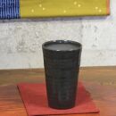 信楽焼 うま泡ビアカップ（黒） 陶器 フリーカップ タンブラー