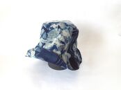 夏塩沢の本藍染めのファッション「ナツシオンブルー」　板締め染め後ゴム付き帽子(絹１００％)