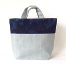 夏塩沢の本藍染めのファッション「ナツシオンブルー」　むらくも染め絹麻バッグ(絹３０％／麻７０％)Ｂ