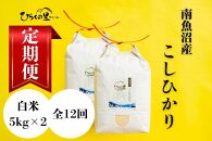 【定期便】（全12ヶ月）もっちり甘い！南魚沼産コシヒカリ 白米5kg×2 ひらくの里ファーム