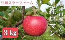 【先行予約】【スターファーム】 こだわり栽培の 紅ロマン 厳選品 ３kg 岩手県奥州市産りんご　産地直送