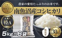 ES312 ｜無洗米｜新潟県 南 魚沼産 コシヒカリ お米 5kg ×6袋 計30kg（お米の美味しい炊き方ガイド付き）