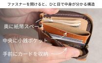 【革工房Japlish】スマートで大容量のマチ有L字型財布【キャメル】職人自ら愛用中で機能性を実感＜福岡市の本革製品＞