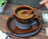 信楽焼 飴時雨コーヒーカップ＆ソーサー 陶器 おしゃれ