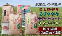 【定期便】令和4年産新米 近江米4品種食べ比べ 全4回  米粉200g付き【ポイント交換専用】