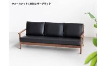 コペンハーゲン01&nbsp;3Pソファ&nbsp;ウォールナット／JREX&nbsp;ブラック&nbsp;幅189&nbsp;奥行76&nbsp;高さ70