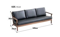 コペンハーゲン01&nbsp;3Pソファ&nbsp;ウォールナット／JREX&nbsp;ブラック&nbsp;幅189&nbsp;奥行76&nbsp;高さ70