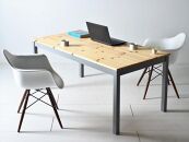 ツートーンダイニングテーブル（ナチュラル／グレー）１２０　北欧デザインの椅子にピッタリのテーブルを低予算にて