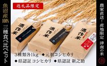 食べ比べセット『満作米BLコシヒカリ・従来コシヒカリ・新之助各1kg』