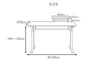 【幅120cm】【ウォールナット】【配線トレー付】【ミニシェルフ付】 電動昇降デスク 無垢材 パソコンデスク WAAKstandingPro