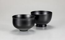 山中漆器 飯椀・汁椀セット 欅3.8黒杢出